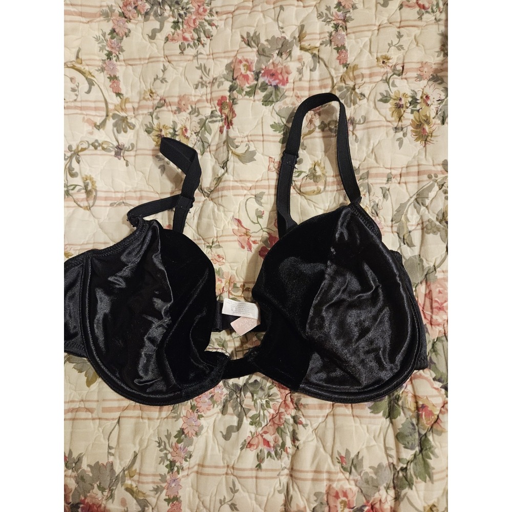 Victoria's Secret Black Velvet Underwire Bra 36C Women Lingerie